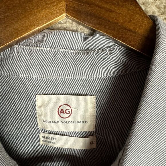 Adriano Goldschmied Shirt Mens Size XL Gray Slim Fit Long‎ Sleeve Flannel Casual - Picture 4 of 10